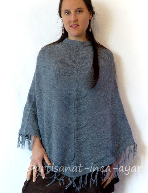 Poncho femme unis gris