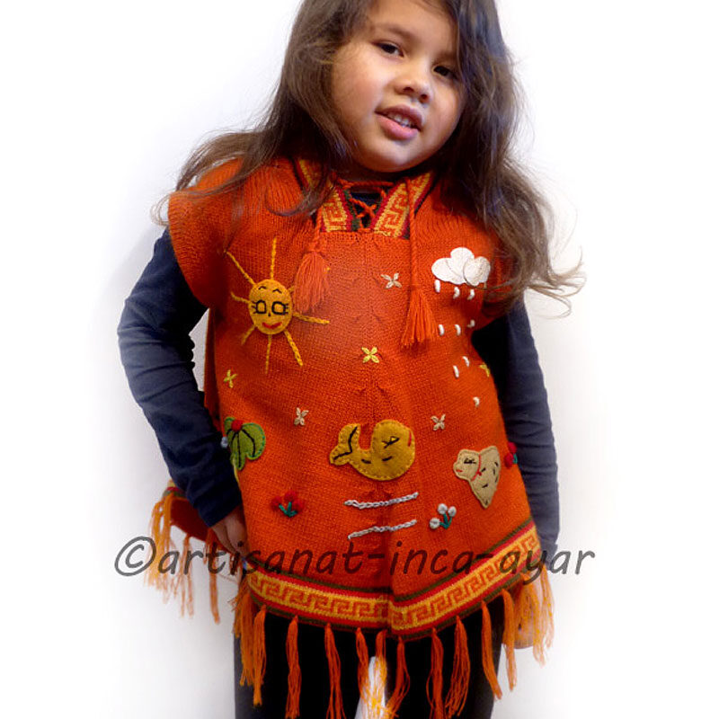 poncho enfant orange