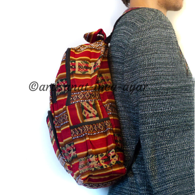 Grand sac à dos en tissu péruvien