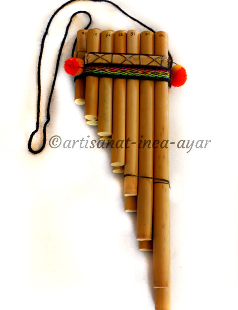 Flute en Bambou naturel décoré du Pérou en import direct