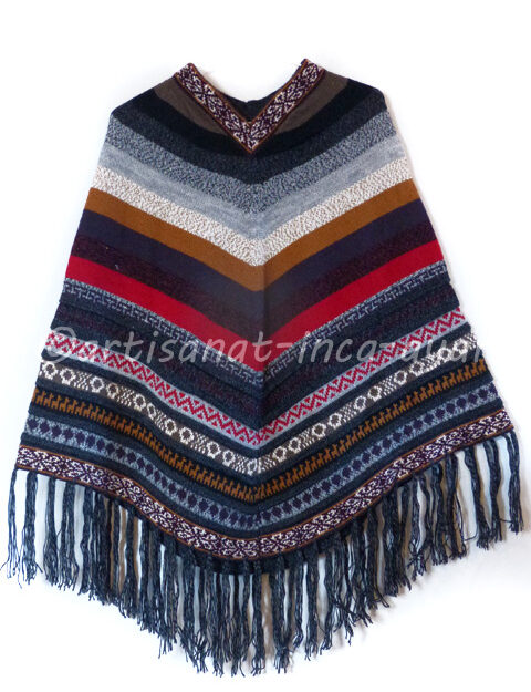 Poncho femme rayé et frises géométriques