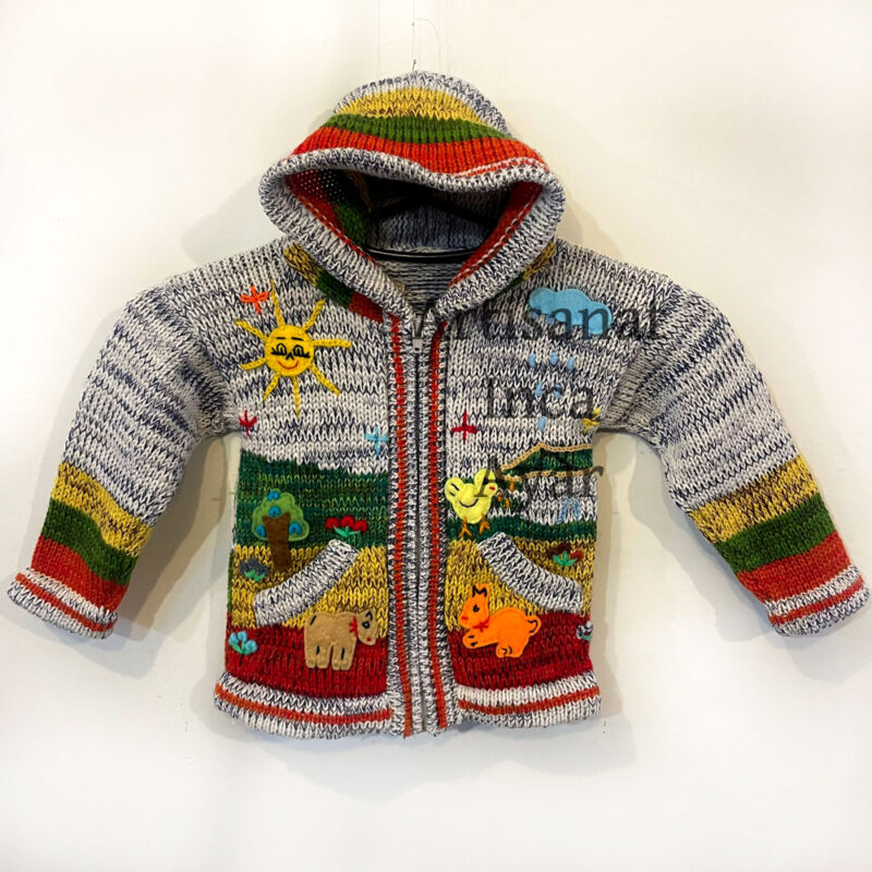 Gilet péruvien bébé 3/9 mois chiné multicolore