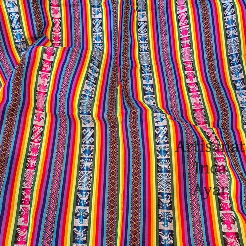 Long tissu péruvien tissage serré multicolore