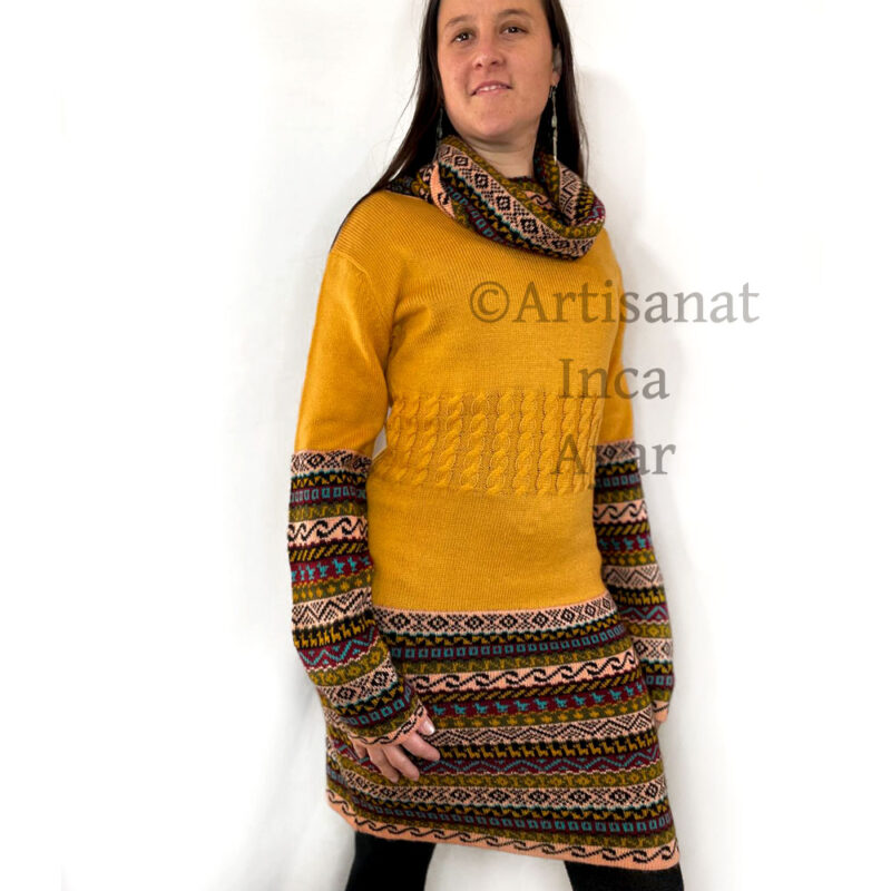 Robe en laine d'alpaga jaune